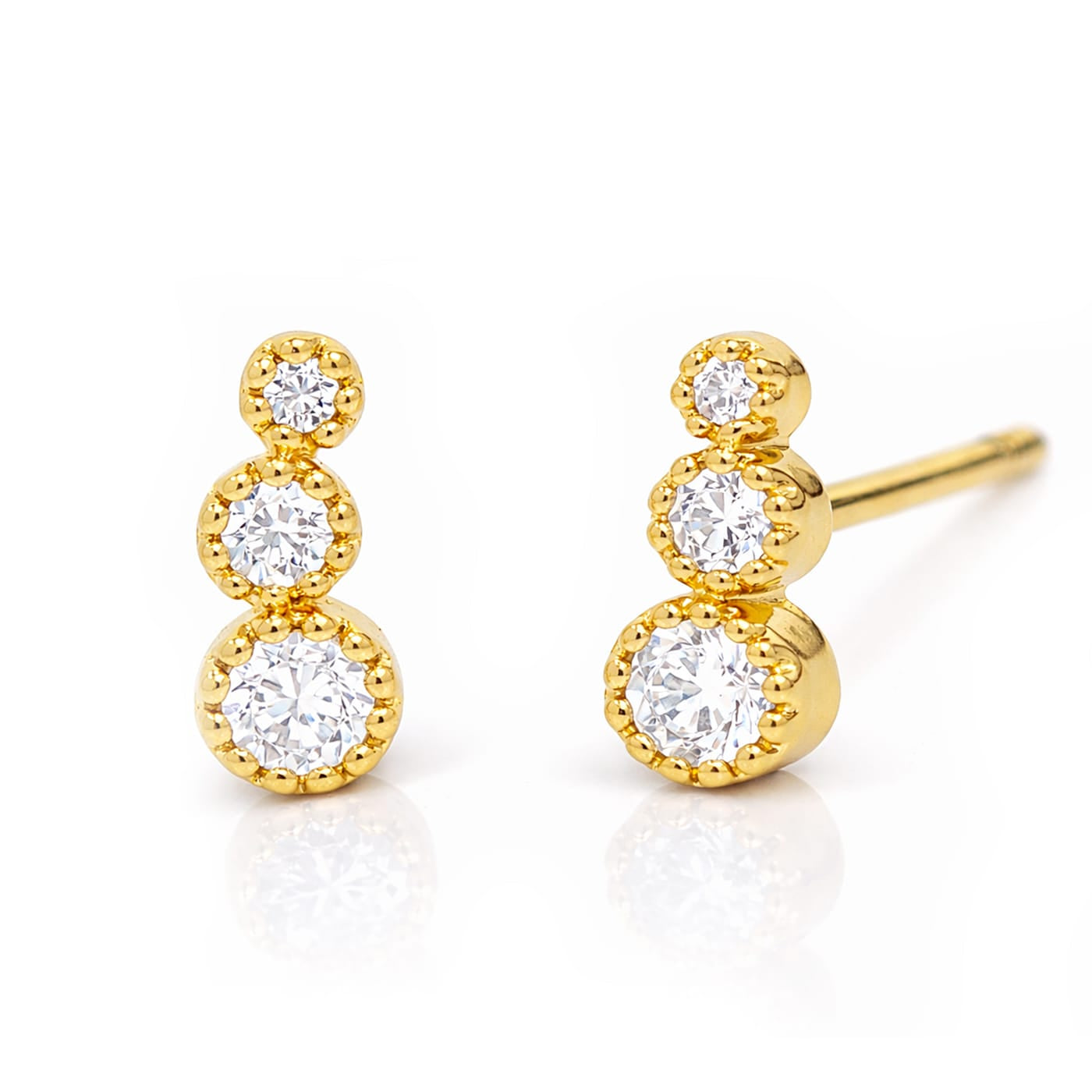 TAI JEWELRY Earrings CZ Graduated Bezel Set Stone Post Earring