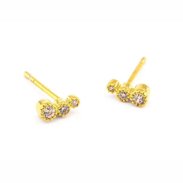 TAI JEWELRY | Graduated Bezel Set Stone Post Earring