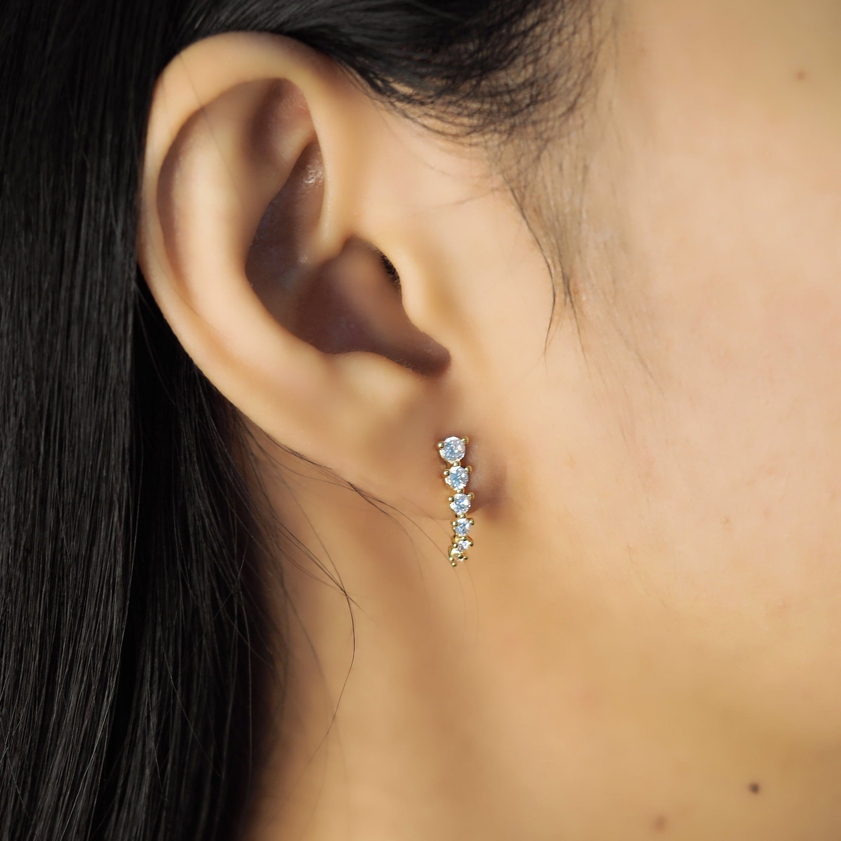 TAI JEWELRY Earrings Graduated Cz Half Hoop