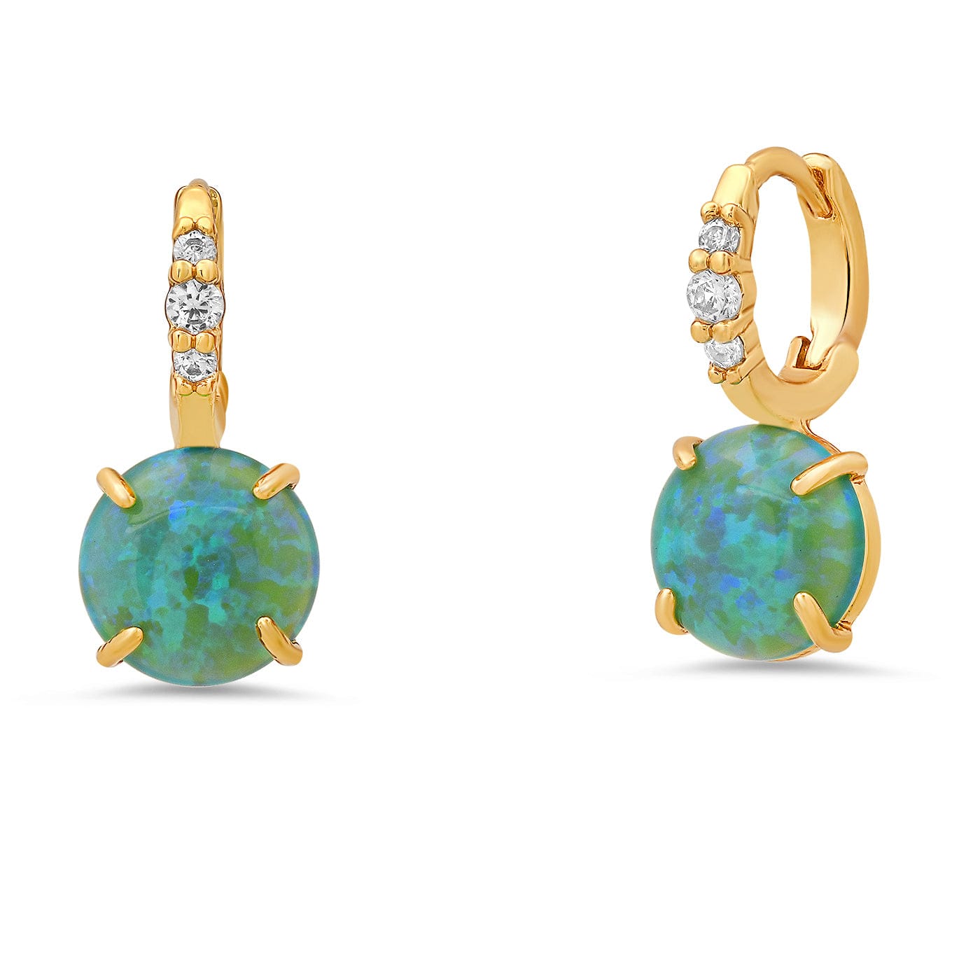TAI JEWELRY | Green Opal Drop Huggie Earrings | Earrings |