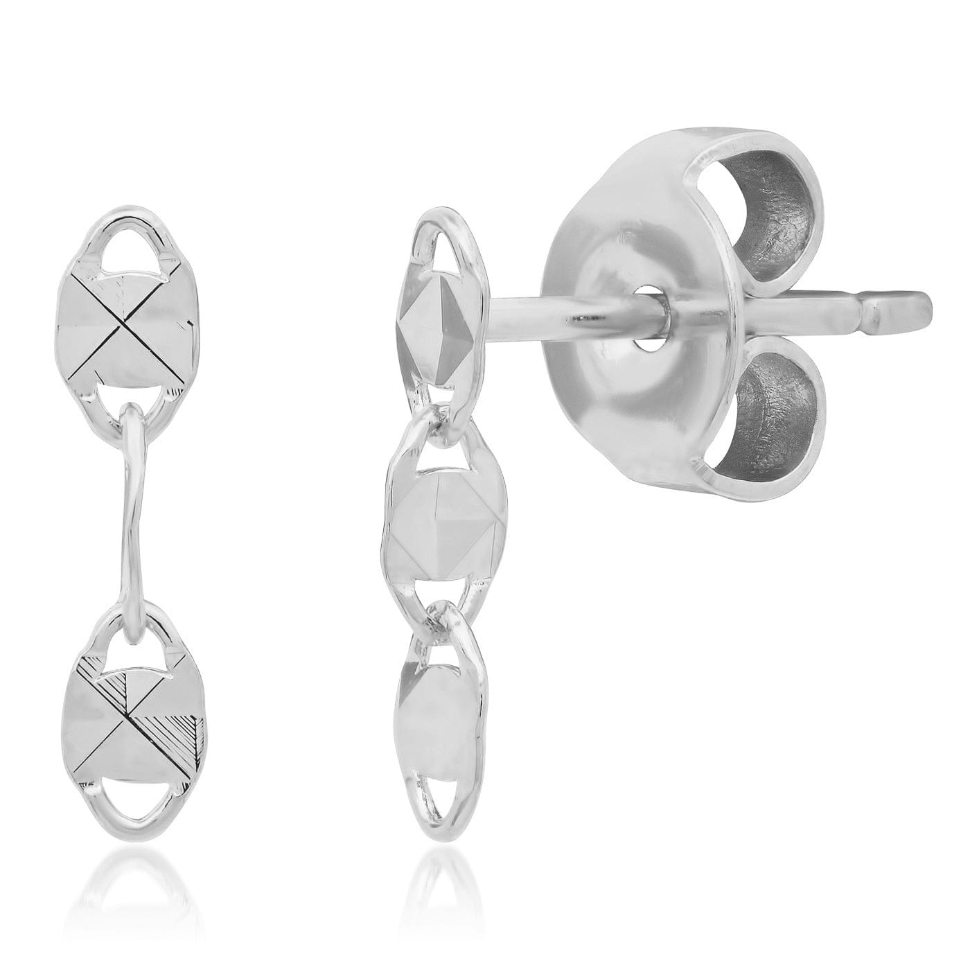 TAI JEWELRY Earrings Silver Hammered Chain Link Earrings