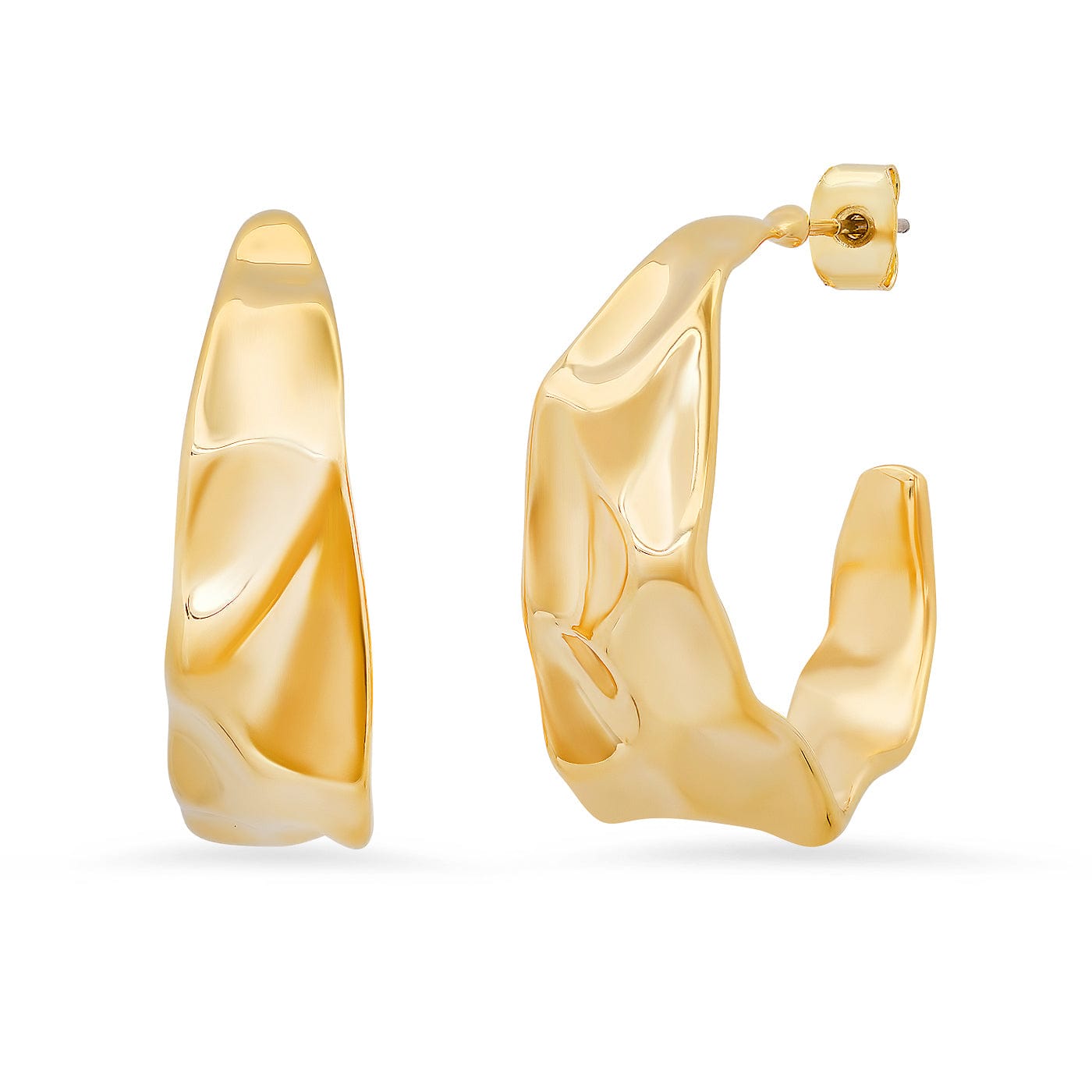 TAI JEWELRY Earrings Hammered Gold Huggies