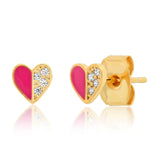 TAI JEWELRY Earrings Heart Enamel Studs With Pave Accents