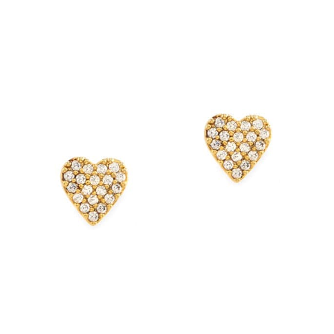 TAI JEWELRY Earrings Gold Heart Pave CZ Studs