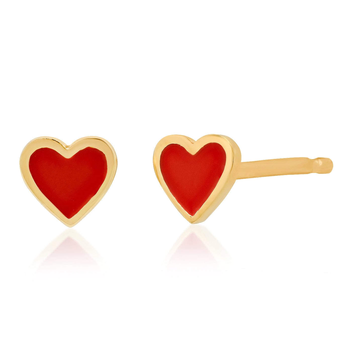TAI JEWELRY Earrings Red Heart Stud with Enamel