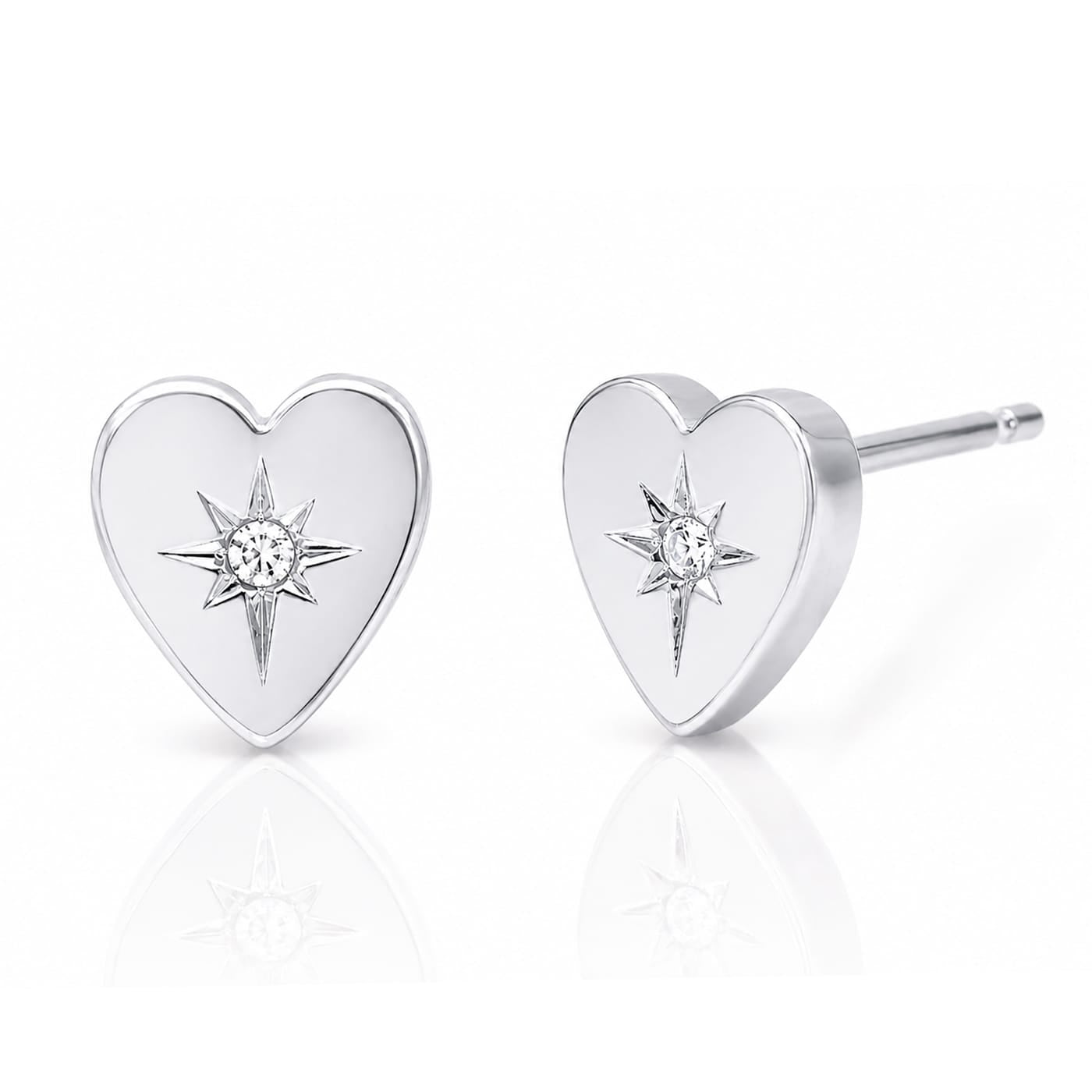 TAI JEWELRY Earrings Silver Heart Studs