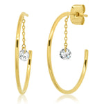 TAI JEWELRY Earrings Hoop With Linear CZ Dangle