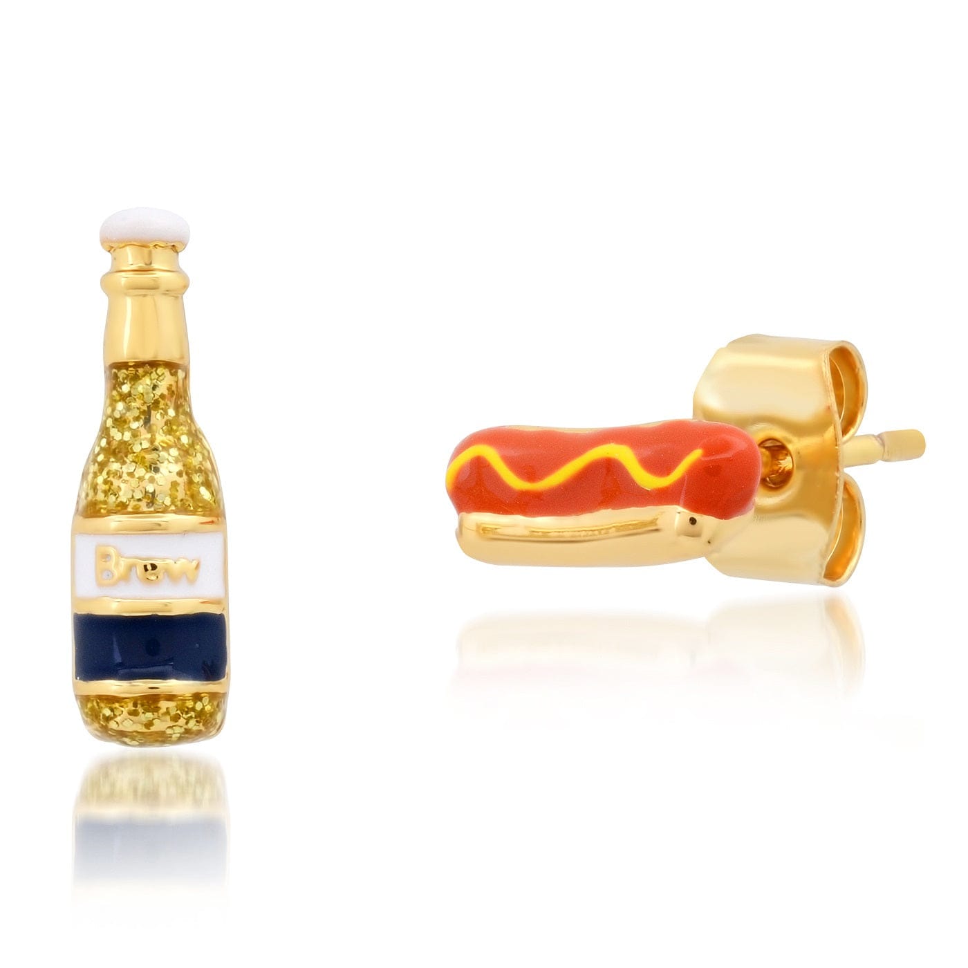 TAI JEWELRY Earrings Hot Dog and Beer Studs