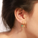 TAI JEWELRY Earrings Huggie with Enamel Peace Sign Charm