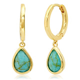 TAI JEWELRY Earrings Turquoise Huggie With Pear Shaped Charm