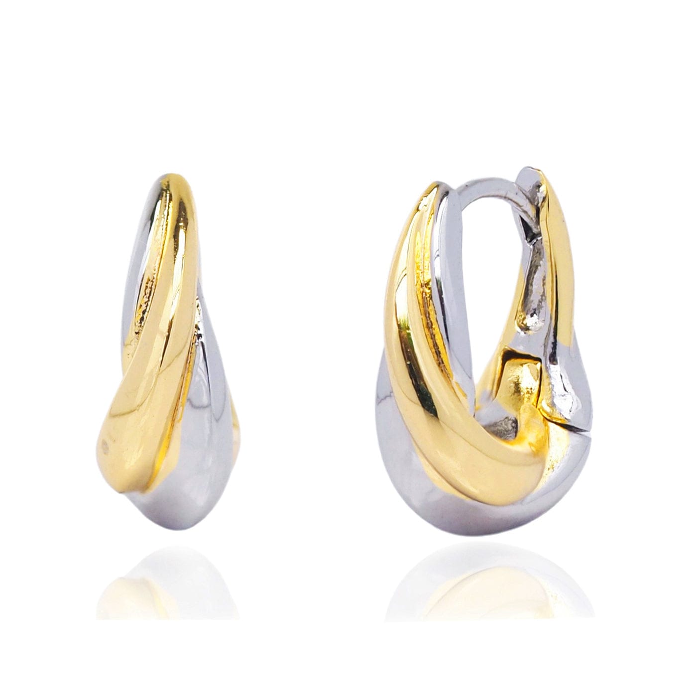 TAI JEWELRY | Intertwined Two-Tone Huggie Earrings | Earrings |