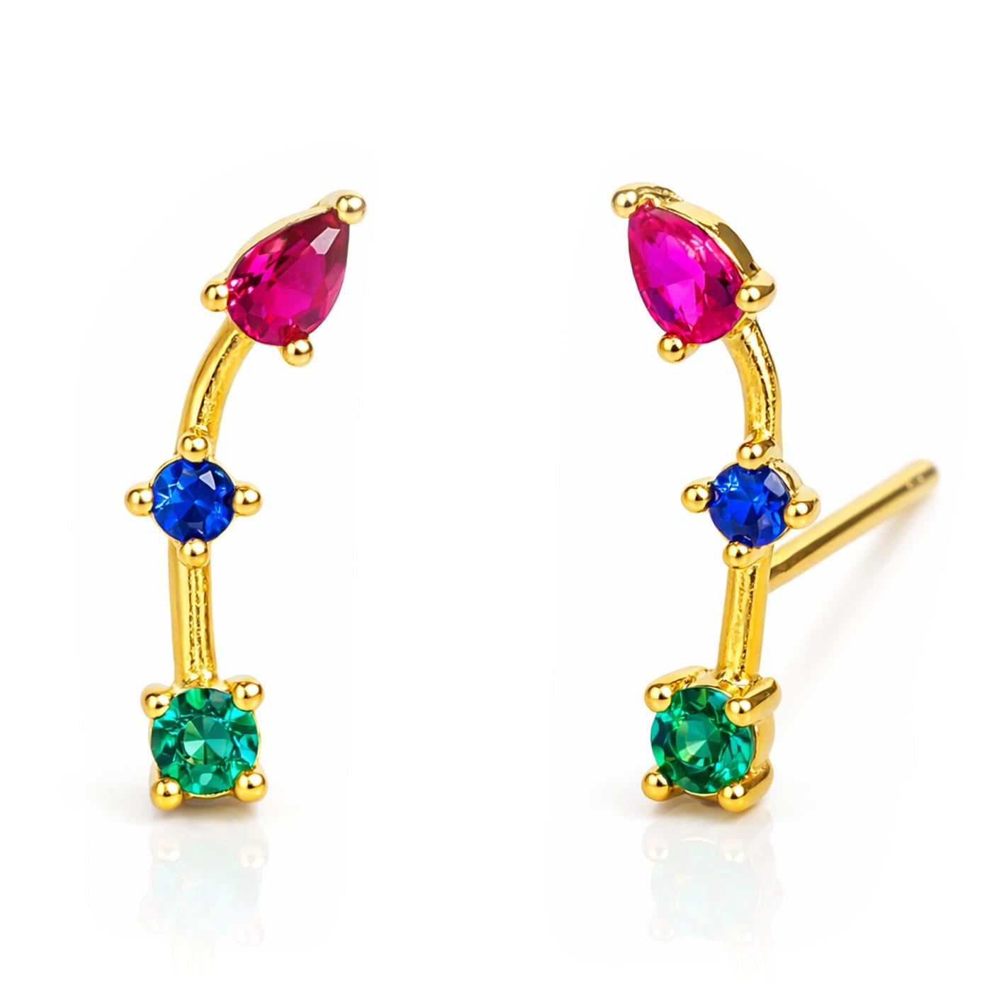 TAI JEWELRY Earrings Jewel Tone Cz Station Crawlers