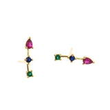 TAI JEWELRY Earrings Jewel Tone Cz Station Crawlers