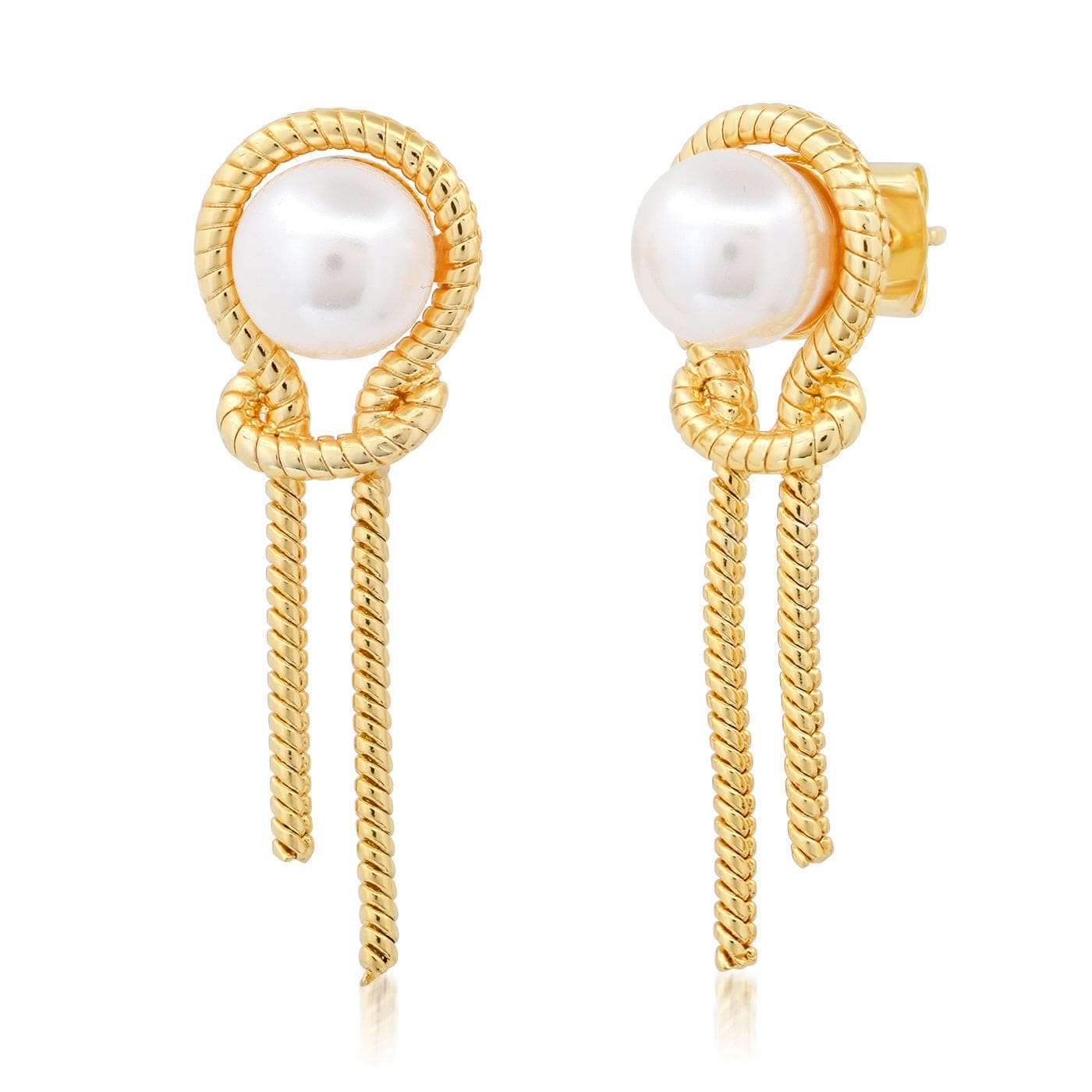 TAI JEWELRY Earrings Knotted Chain Pearl Earrings