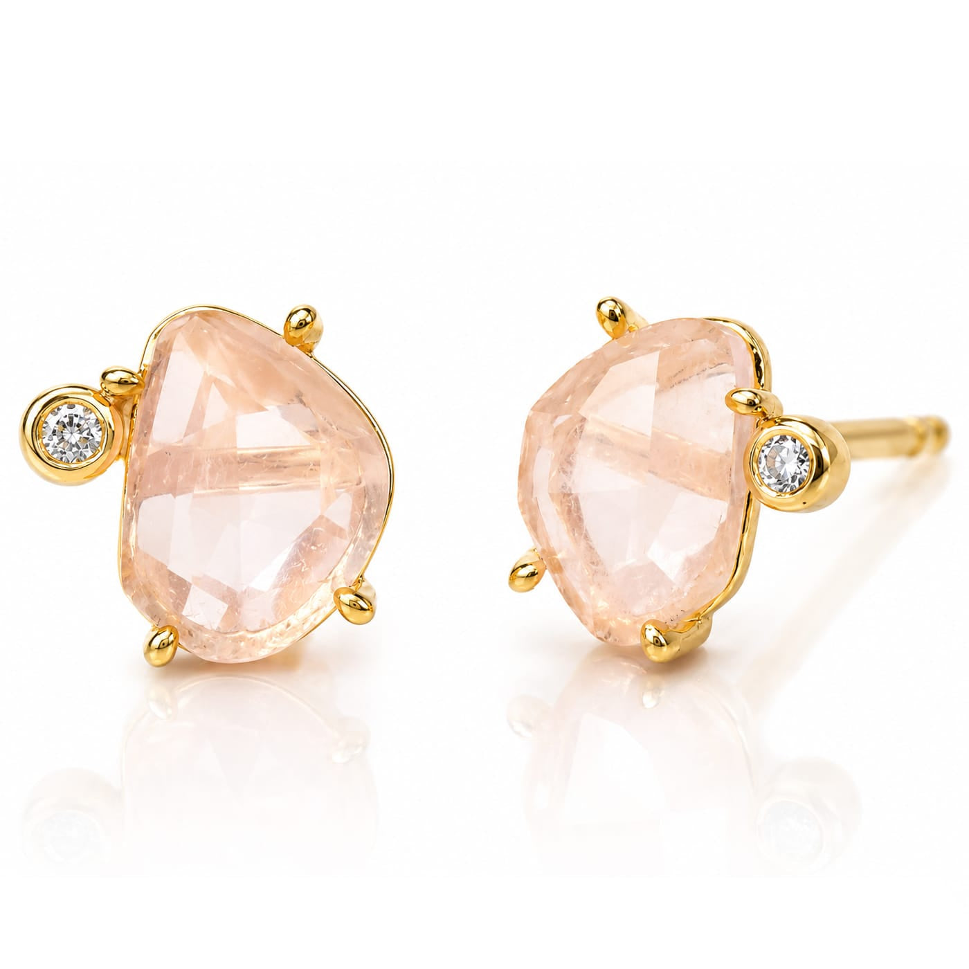 TAI JEWELRY Earrings Rose Quartz Labradorite and CZ Post Earring