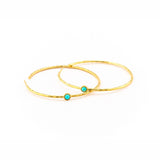 TAI JEWELRY Earrings Gold/Turquoise Large Hand Hammered Hoop Earrings