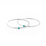 TAI JEWELRY Earrings Silver/Turquoise Large Hand Hammered Hoop Earrings