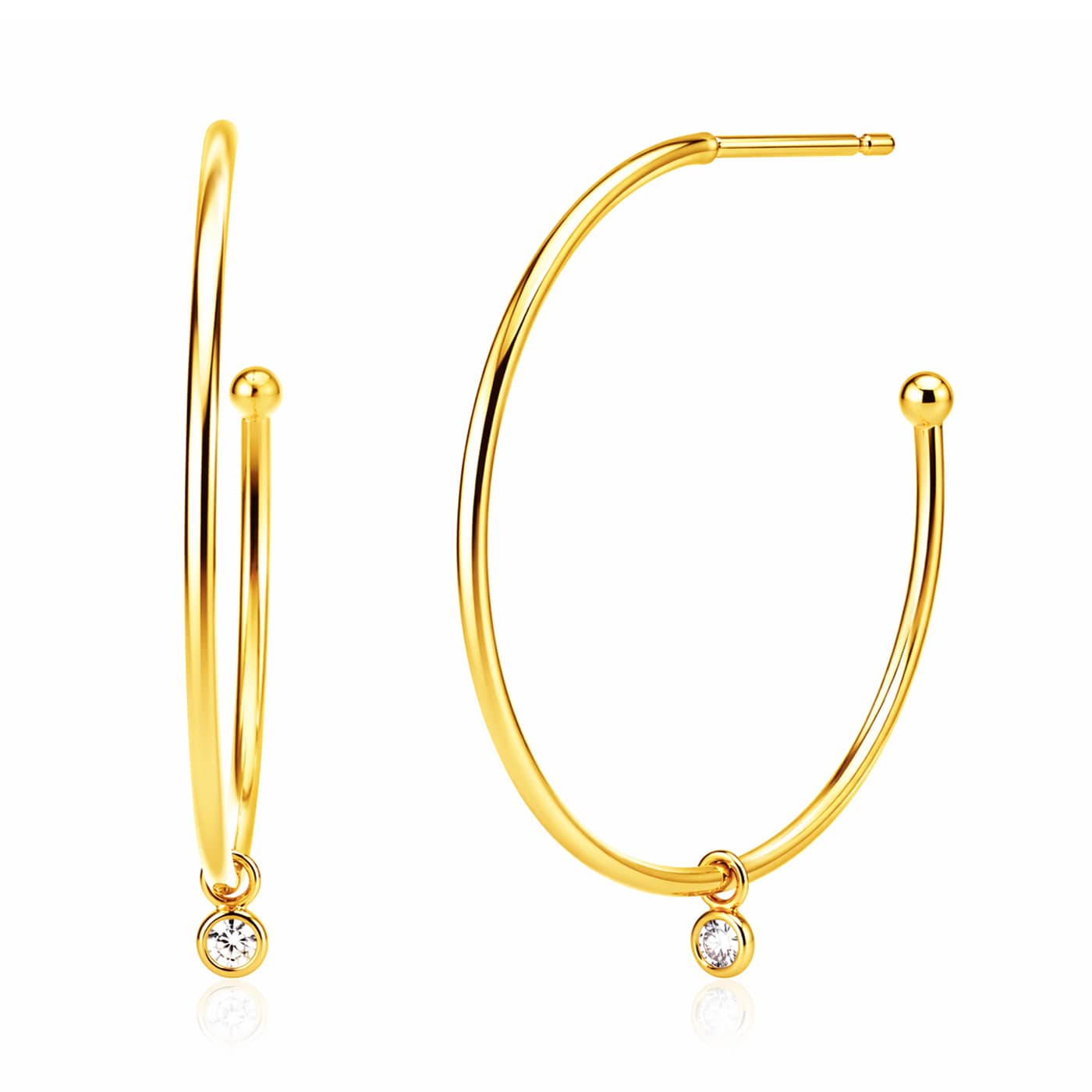 TAI JEWELRY Earrings Gold Large Hoop Earring With Cz Charm