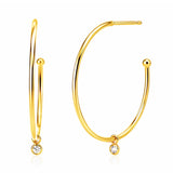 TAI JEWELRY Earrings Gold Large Hoop Earring With Cz Charm
