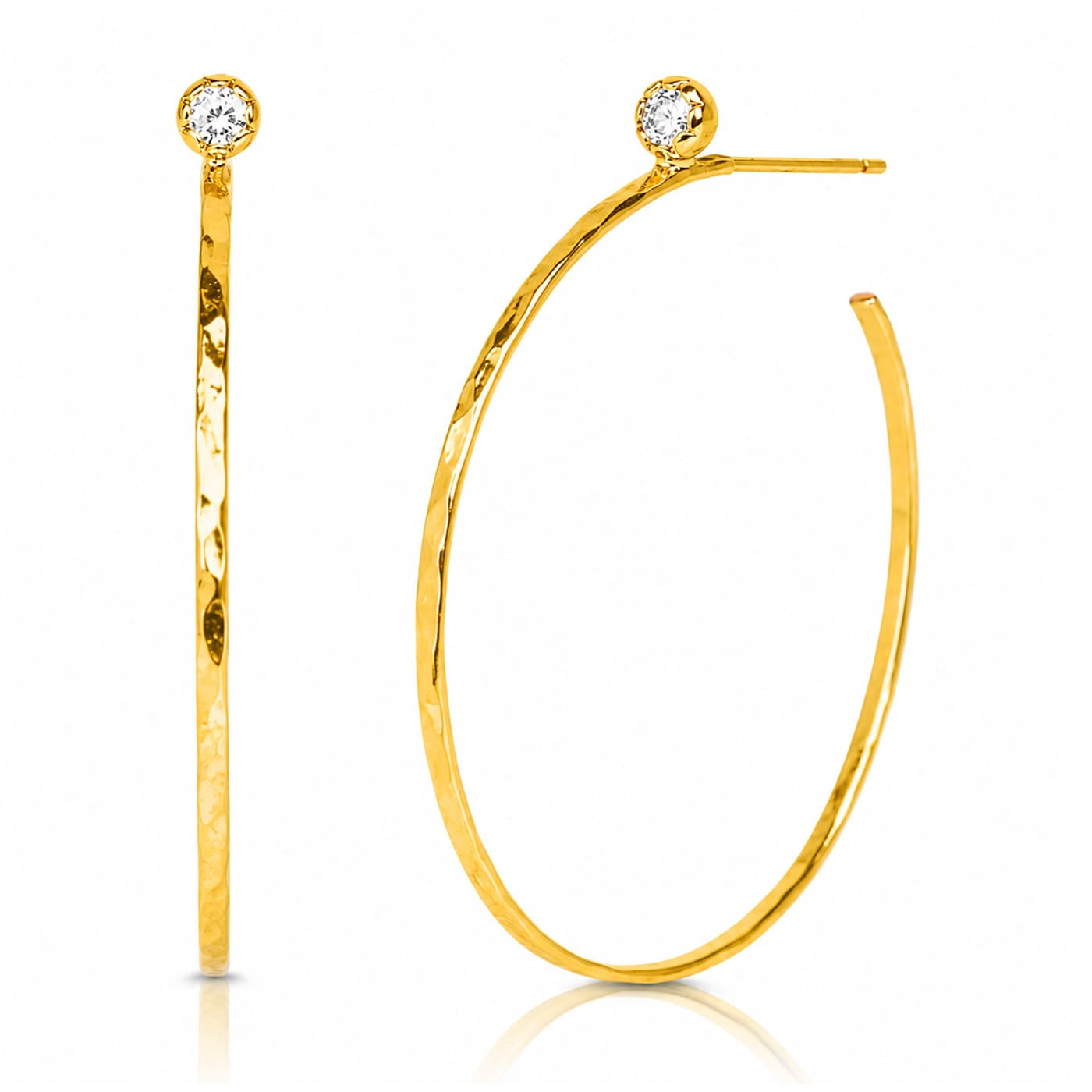 TAI JEWELRY Earrings SILVER Large Hoop Earrings With Stud