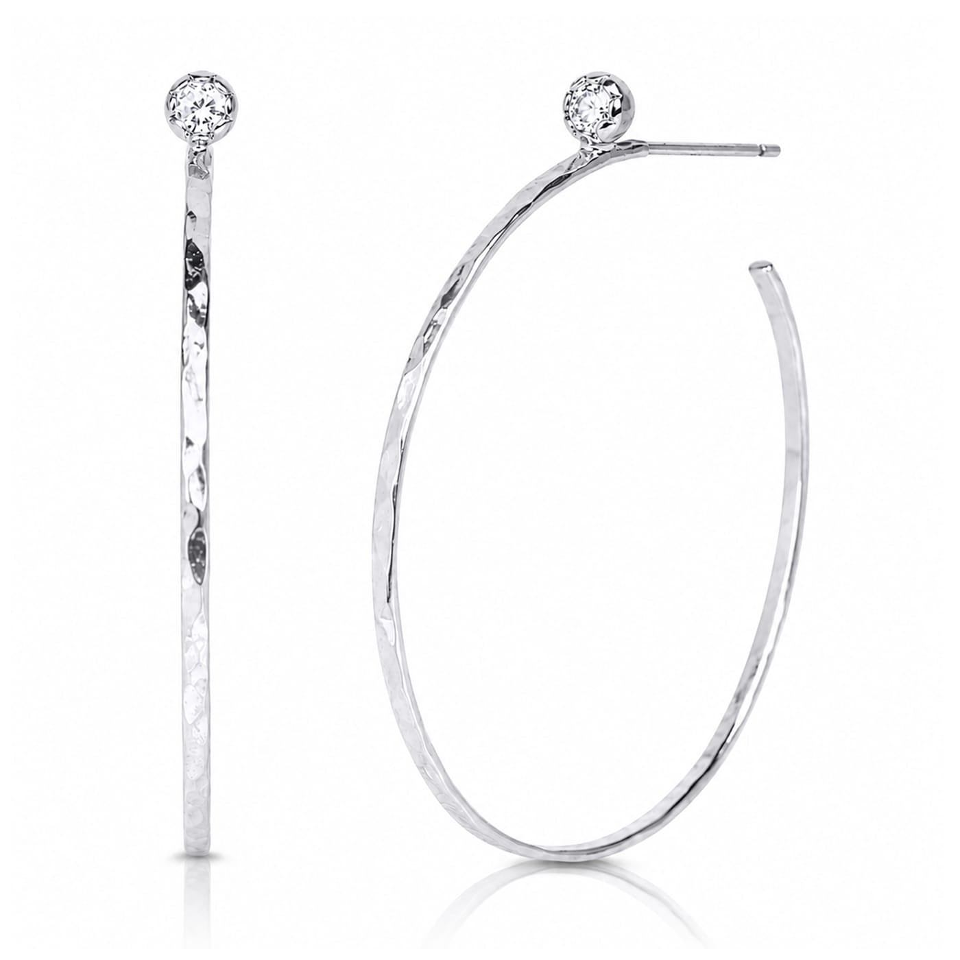 TAI JEWELRY Earrings SILVER Large Hoop Earrings With Stud