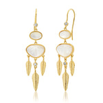 TAI JEWELRY Earrings Mother of Pearl Las Plumes Feather Drop Earrings