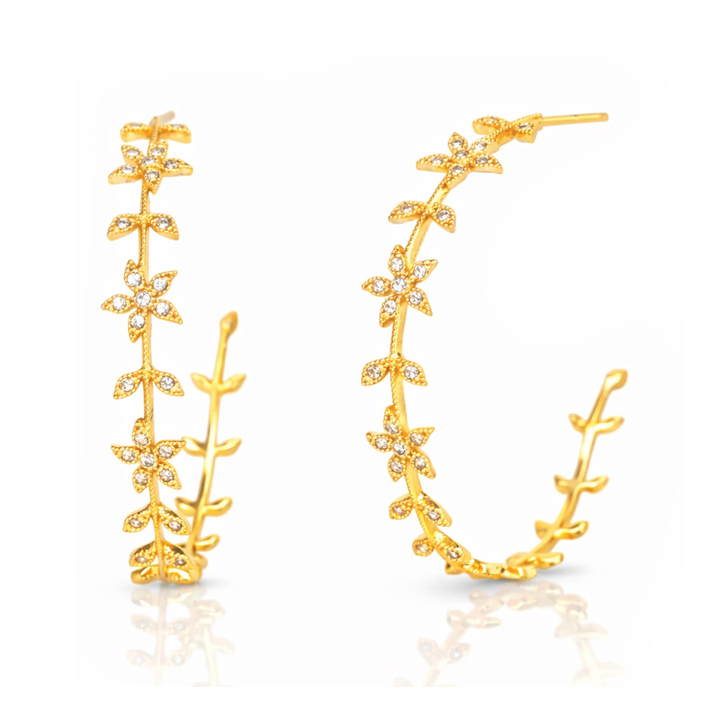 TAI JEWELRY Earrings Leaf Hoop Earrings