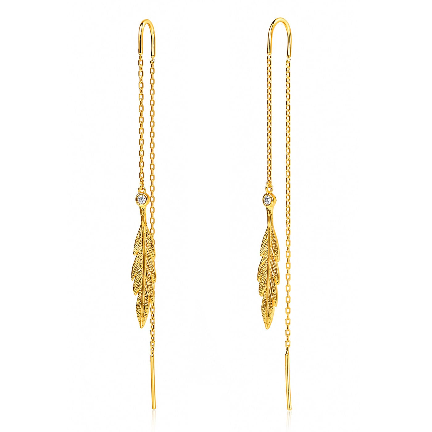 TAI JEWELRY Earrings Gold Leaf Threader Earring