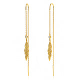 TAI JEWELRY Earrings Gold Leaf Threader Earring