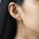 TAI JEWELRY Earrings Linear Alternating Gold Ball And Cz Drop Earring
