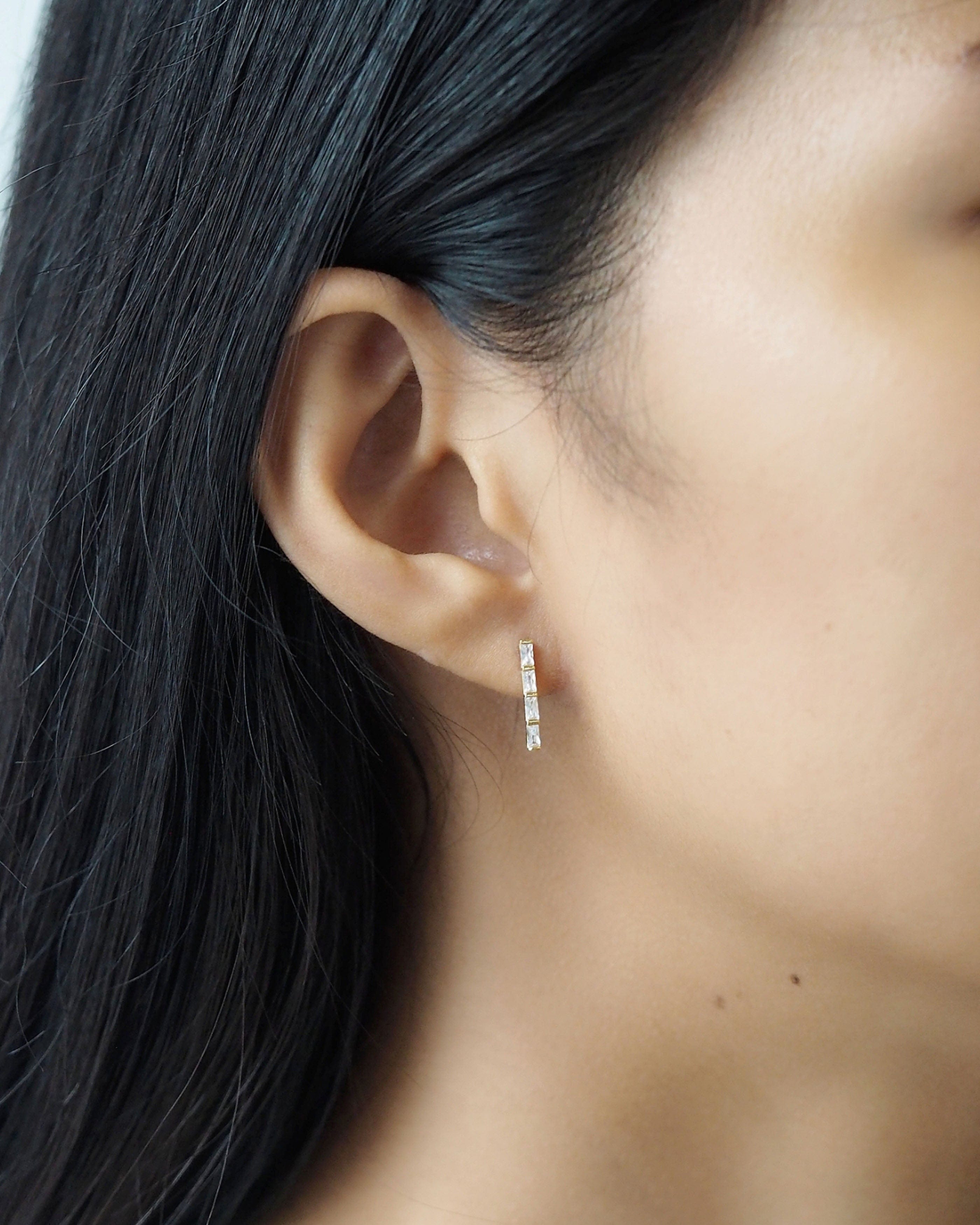 TAI JEWELRY Earrings Linear Baguette Stud