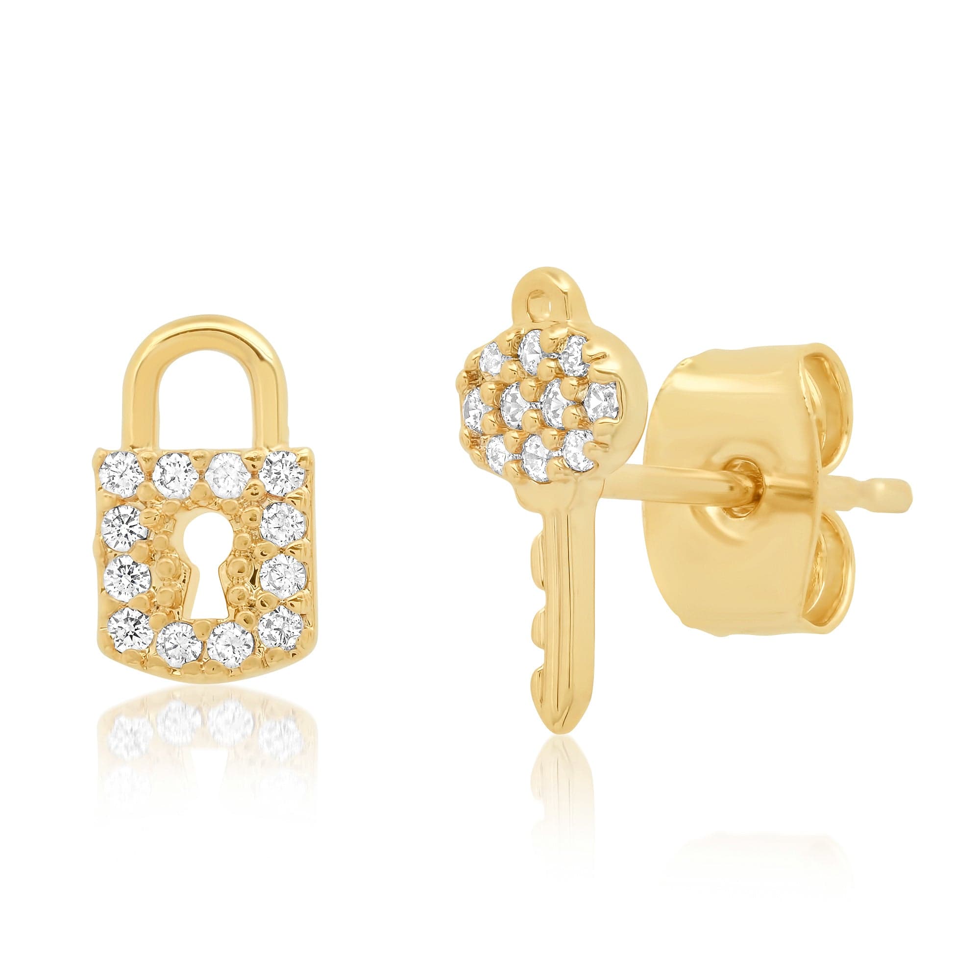 TAI JEWELRY Earrings Lock & Key Mismatch Stud Earrings