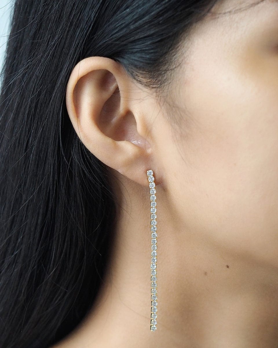TAI JEWELRY Earrings Sterling Silver Long Linear CZ Earrings