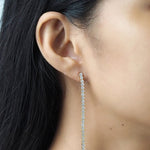 TAI JEWELRY Earrings Sterling Silver Long Linear CZ Earrings