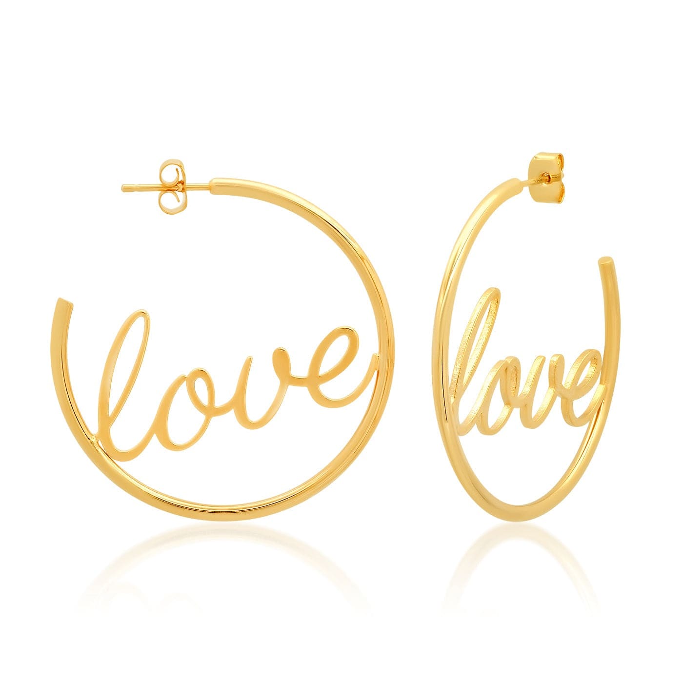 TAI JEWELRY Earrings Gold Love Hoops