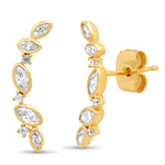 TAI JEWELRY Earrings Marquis Shaped Cz Cluster Ear Climber
