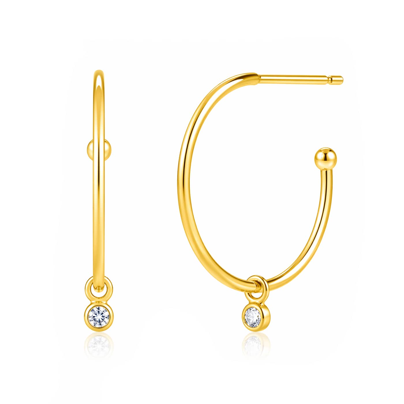 TAI JEWELRY Earrings Medium Hoop Earring With Cz Drop