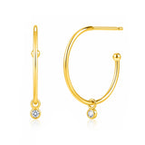 TAI JEWELRY Earrings Medium Hoop Earring With Cz Drop