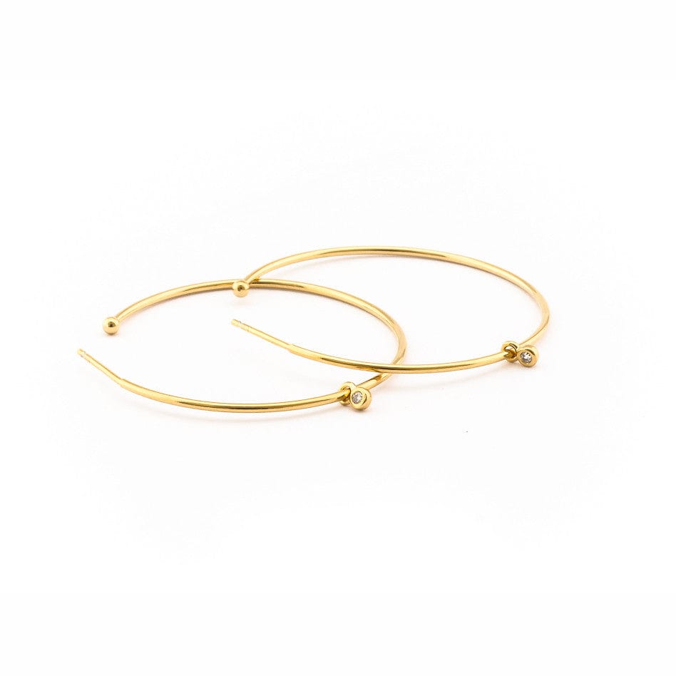 TAI JEWELRY Earrings GOLD Medium Hoop Earring With Cz Drop