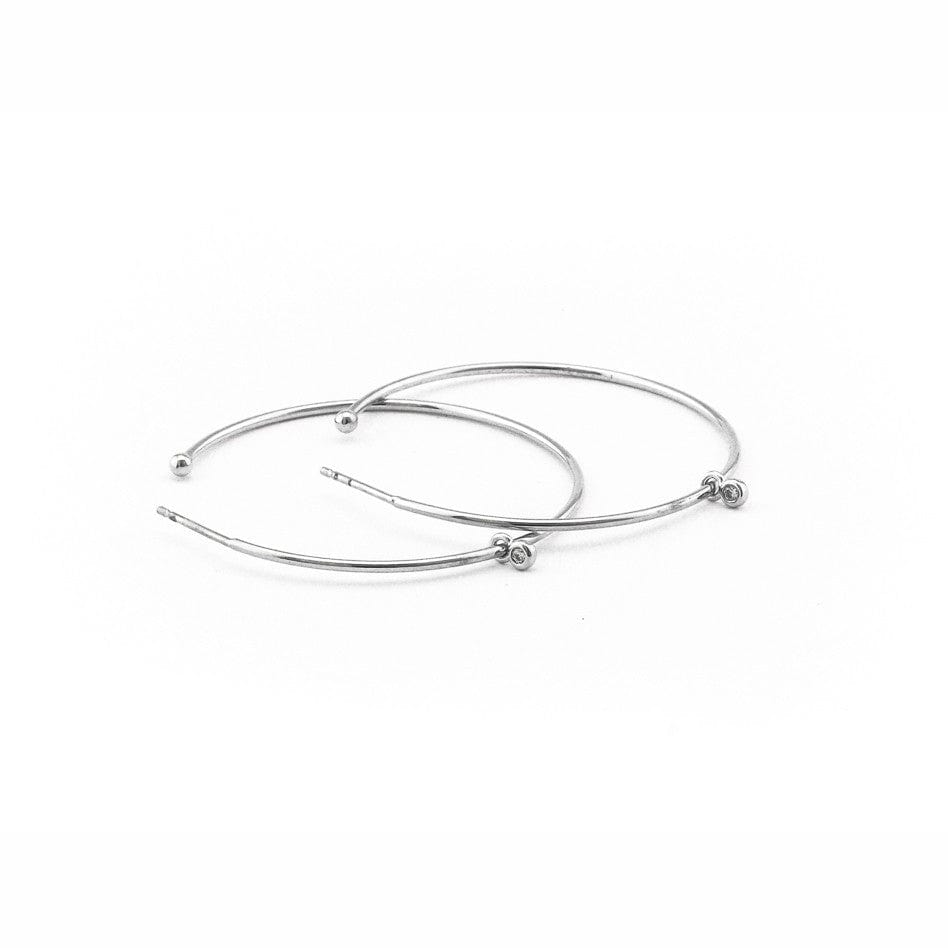 TAI JEWELRY Earrings Silver Medium Hoop Earring With Cz Drop