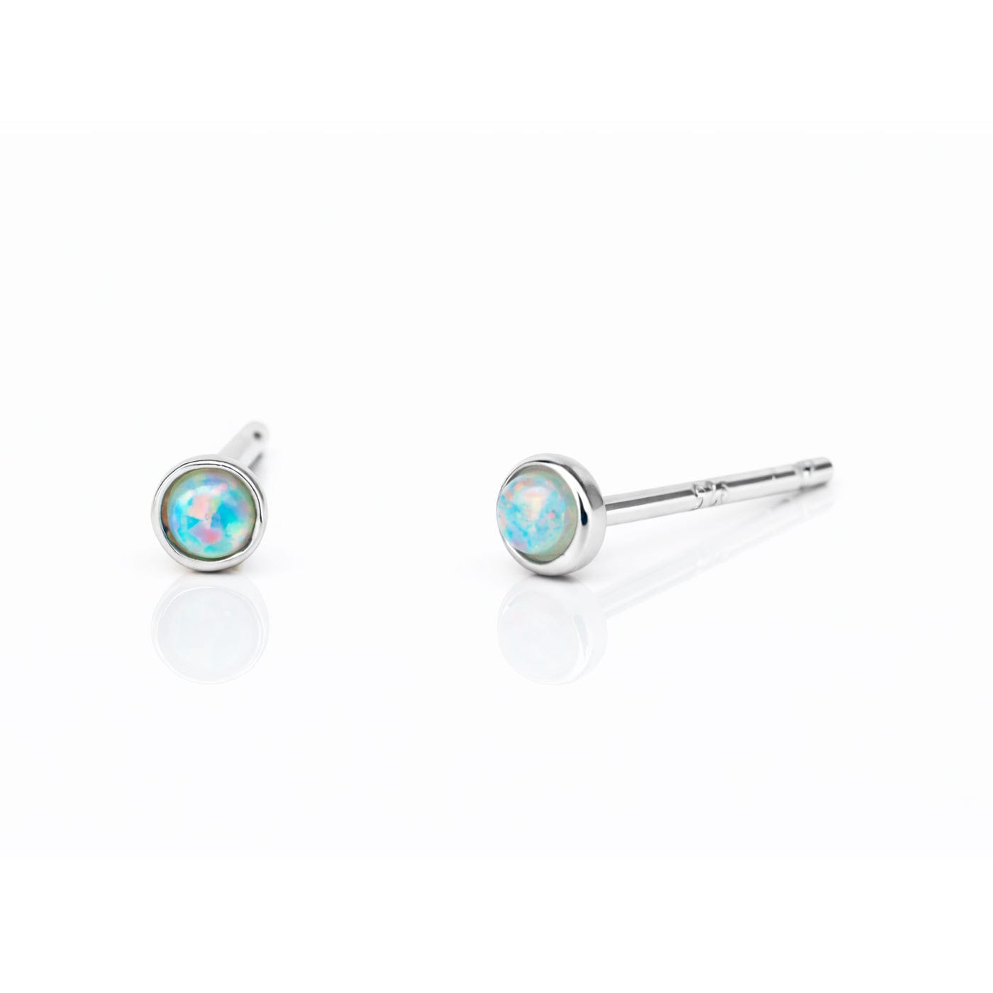 TAI JEWELRY Earrings Silver Mini Bezel Set Opal Studs
