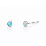 TAI JEWELRY Earrings Silver Mini Bezel Set Opal Studs