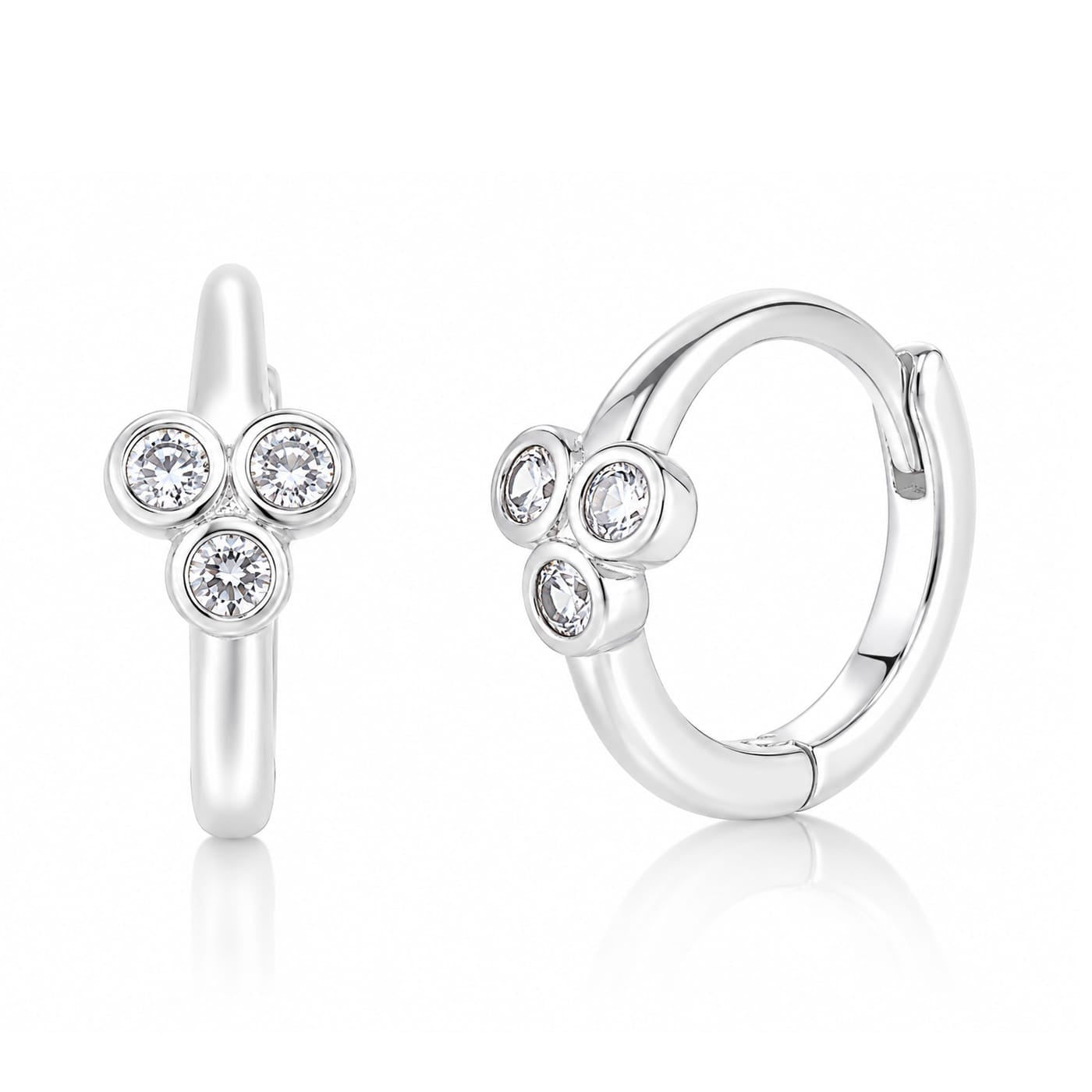 TAI JEWELRY Earrings SILVER Mini Cubic Zirconia Cluster Huggie Earrings
