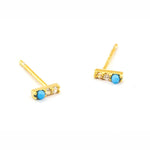 TAI JEWELRY Earrings Mini Cz And Turquoise Stick
