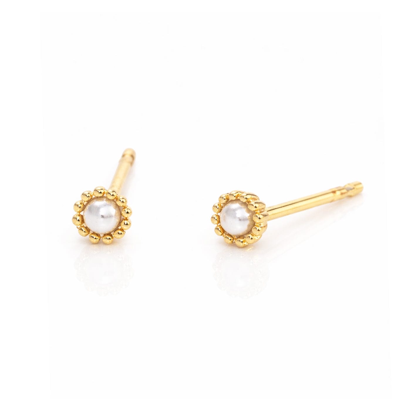 TAI JEWELRY Earrings PEARL Mini Gold Trim Post Earring