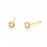 TAI JEWELRY Earrings PEARL Mini Gold Trim Post Earring