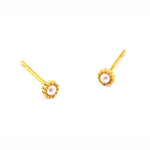 TAI JEWELRY Earrings PEARL Mini Gold Trim Post Earring
