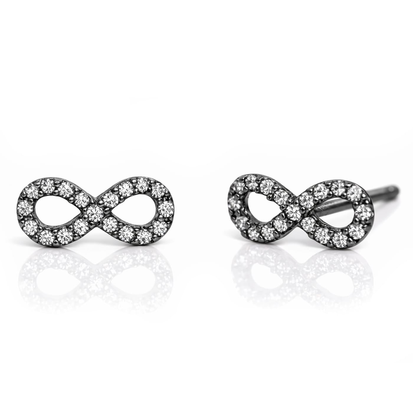 TAI JEWELRY Earrings Oxidized silver Mini Infinity Earrings