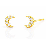 TAI JEWELRY Earrings GOLD Mini Pave Moon Earrings