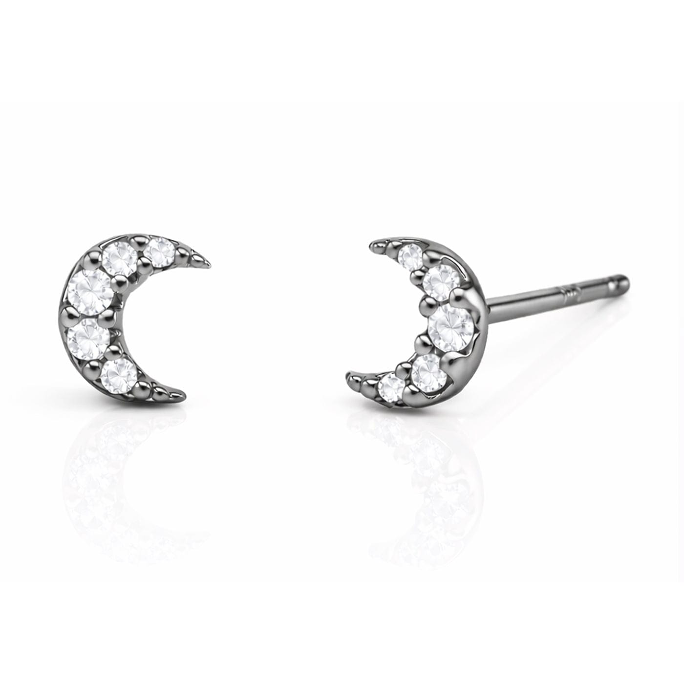 TAI JEWELRY Earrings OXIDIZED SILVER Mini Pave Moon Earrings